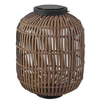 Nara 20.5" Modern Global Faux Rattan Integrated Indoor/Outdoor LED Solar Powered Lantern